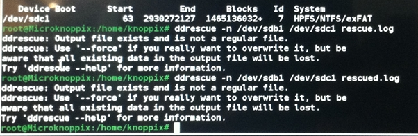 ddrescue error