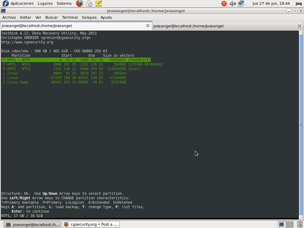 Image where it shows the disk state after the analysis