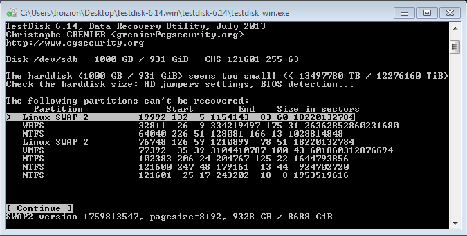 analyse testdisk