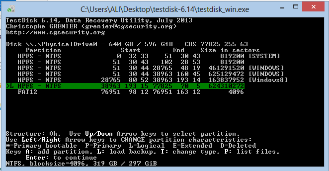 resultat tstdisk