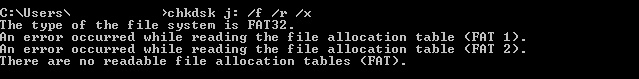 Error on chkdsk Windows 7 disk analysis