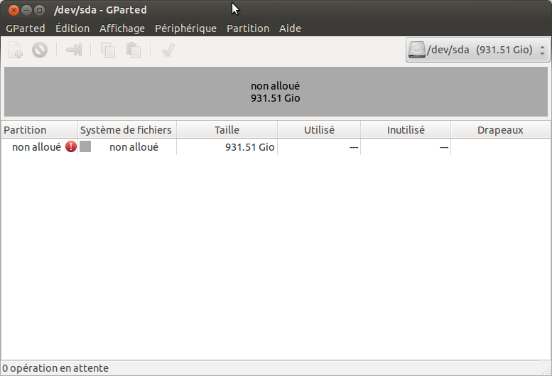 Résultat GParted