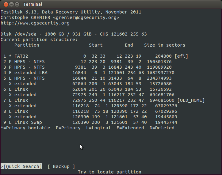 Structure TestDisk