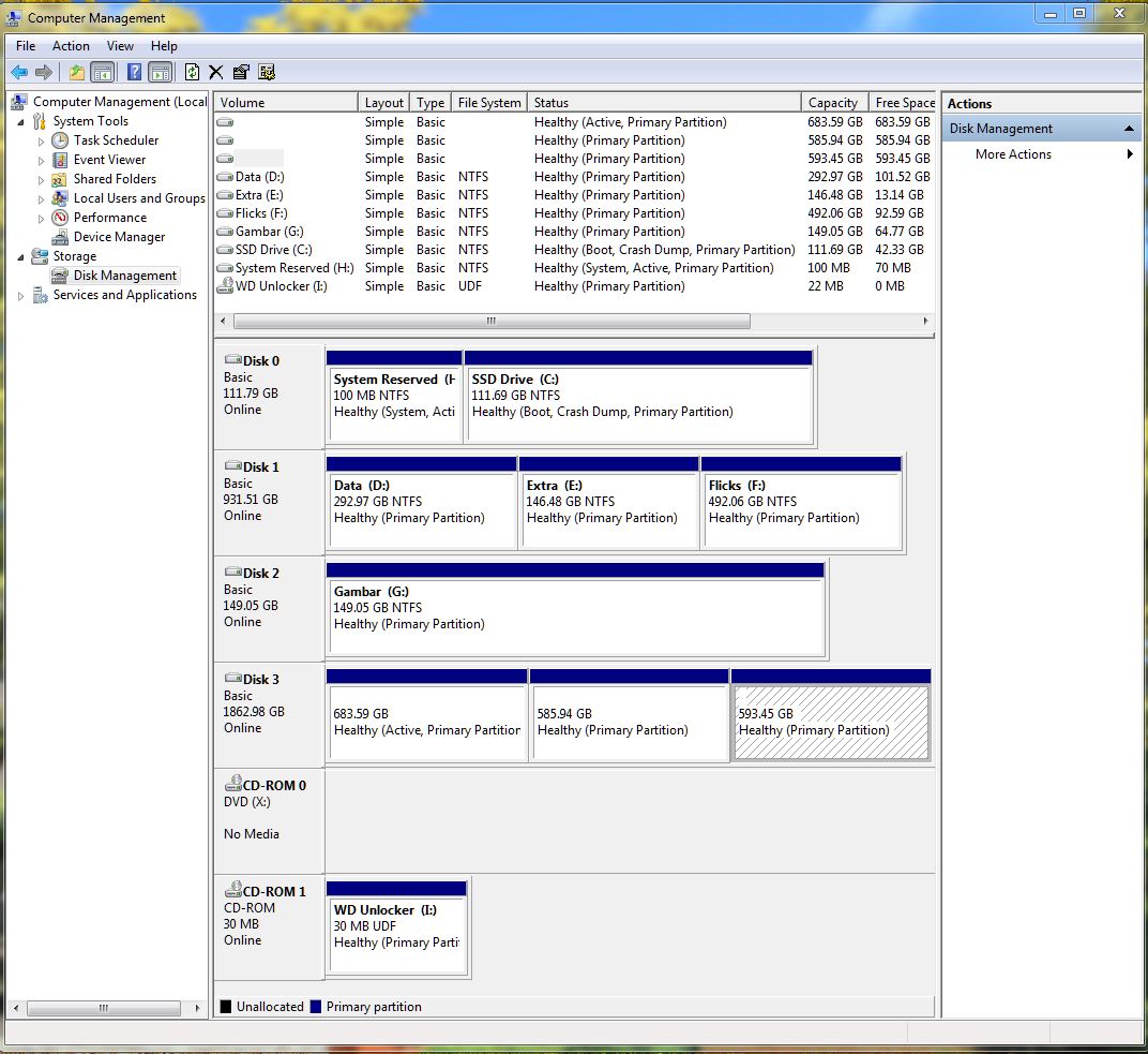 Windows Disk Management view