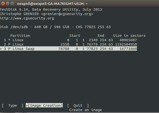 i want to create an  image/take back up of the formatted hard disk and the file system was ntfs but it shows as linux partition it was formatted in, now it shows 3 partitions ! how can i recover my image in this scenario ??