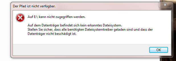 Fehlermelduhng von Windows 2