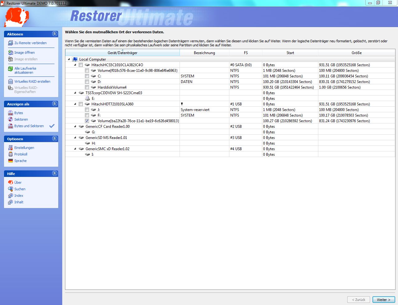 Restorer Ultimate 7 Standort der verlorenen Partition nach Sektoren.JPG