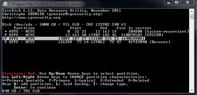 TestDisk nach Quick Search 3.5 (nach Parameteränderung).JPG