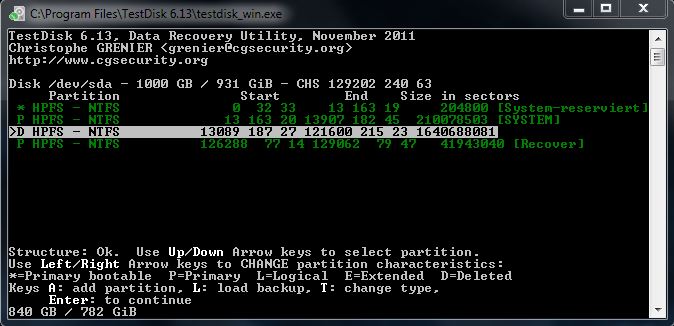 TestDisk nach Quick Search 3.4 (nach Parameteränderung).JPG