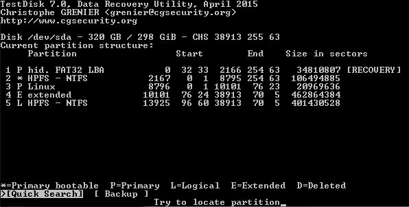 Current partition table - 3 primary + 1 extended with only 1 logical NTFS inside. There used to be 3 logical partitions, but swap and /home are seen as free space now.