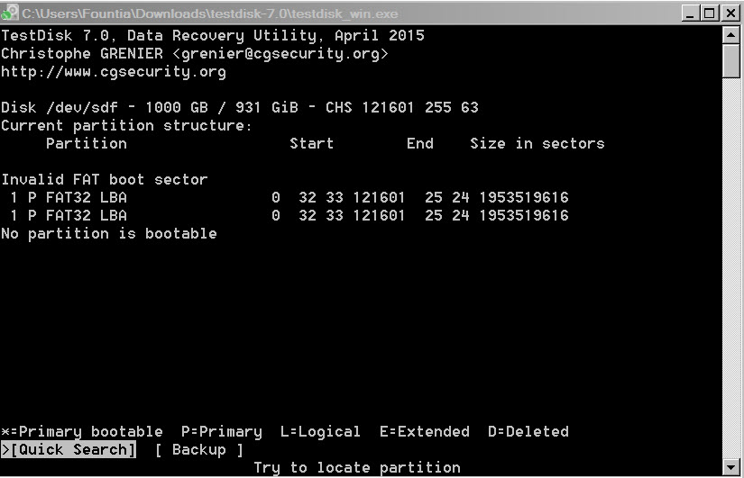 TestDisk analyzed - before quick search.jpg