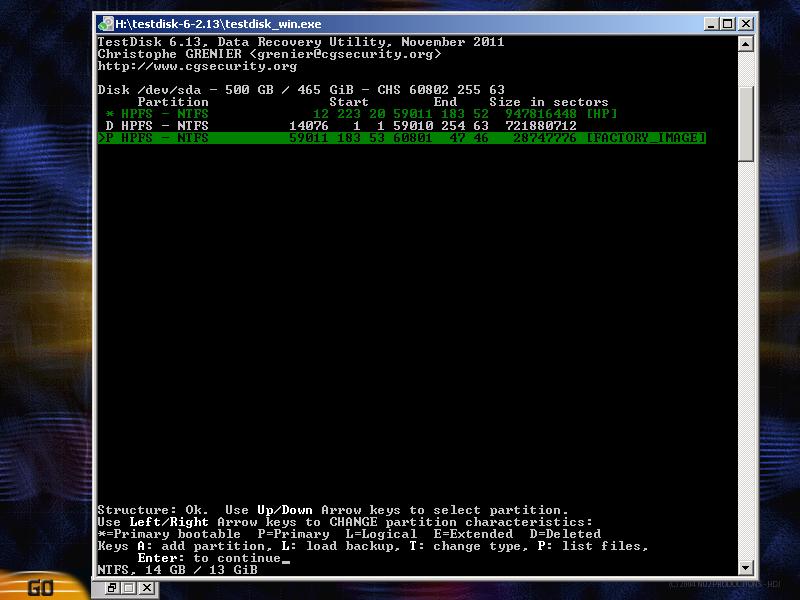 This shows what TestDisk thinks is OK with ? a bootable Primary and a separate Primary Partition?