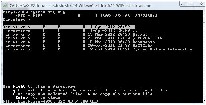 This is the data listed in the damaged partition