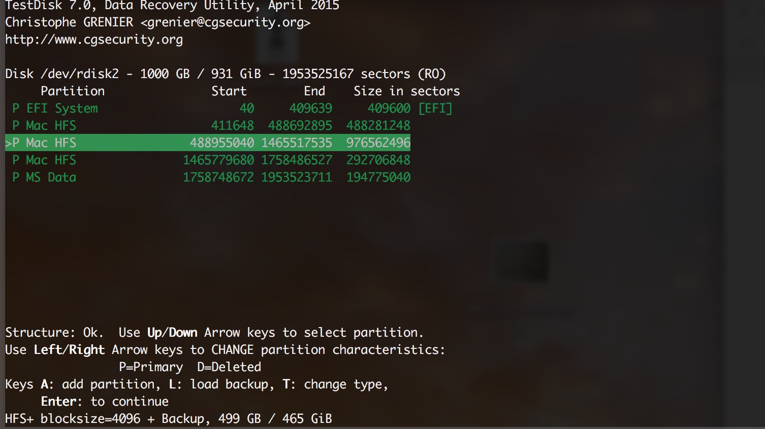 Result of "Quick Search"