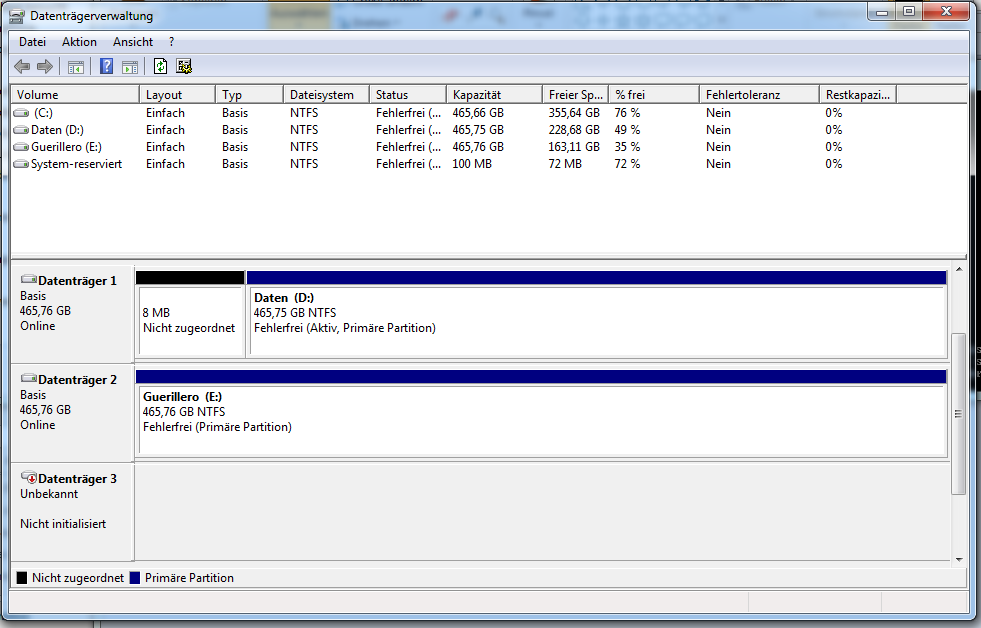 Disk Management drive listing