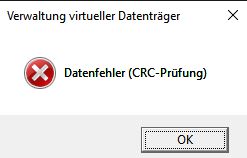 Windows 10 volume initialization - MBR -&gt; CRC error