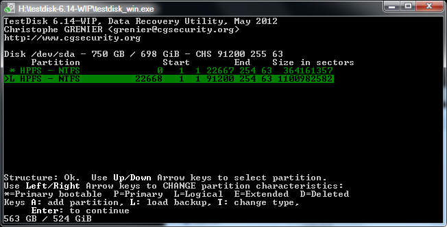 TestDisk analysed partition without any problems