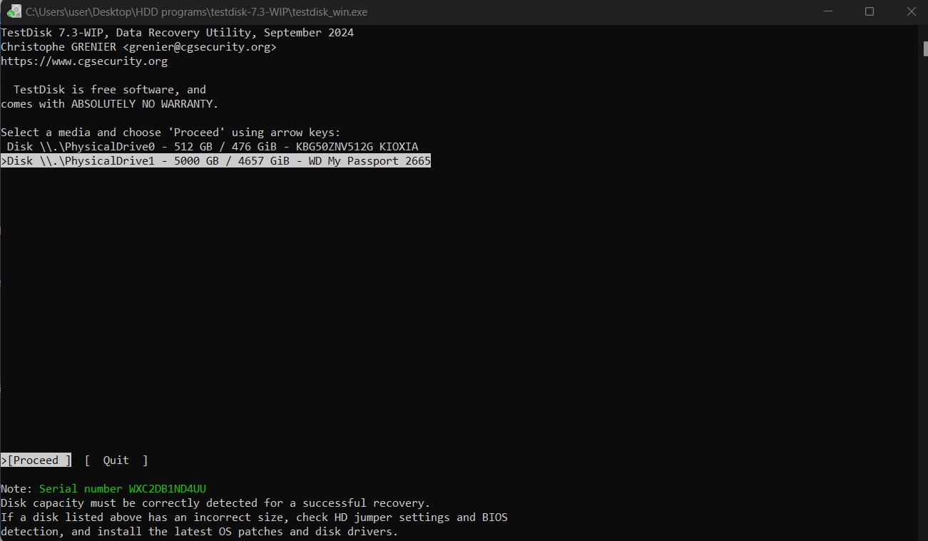 Testdisk view