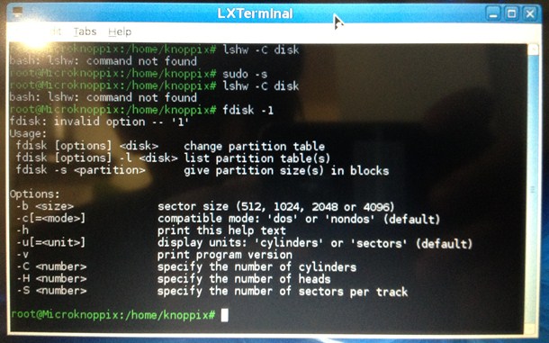 Command on found on Knoppix